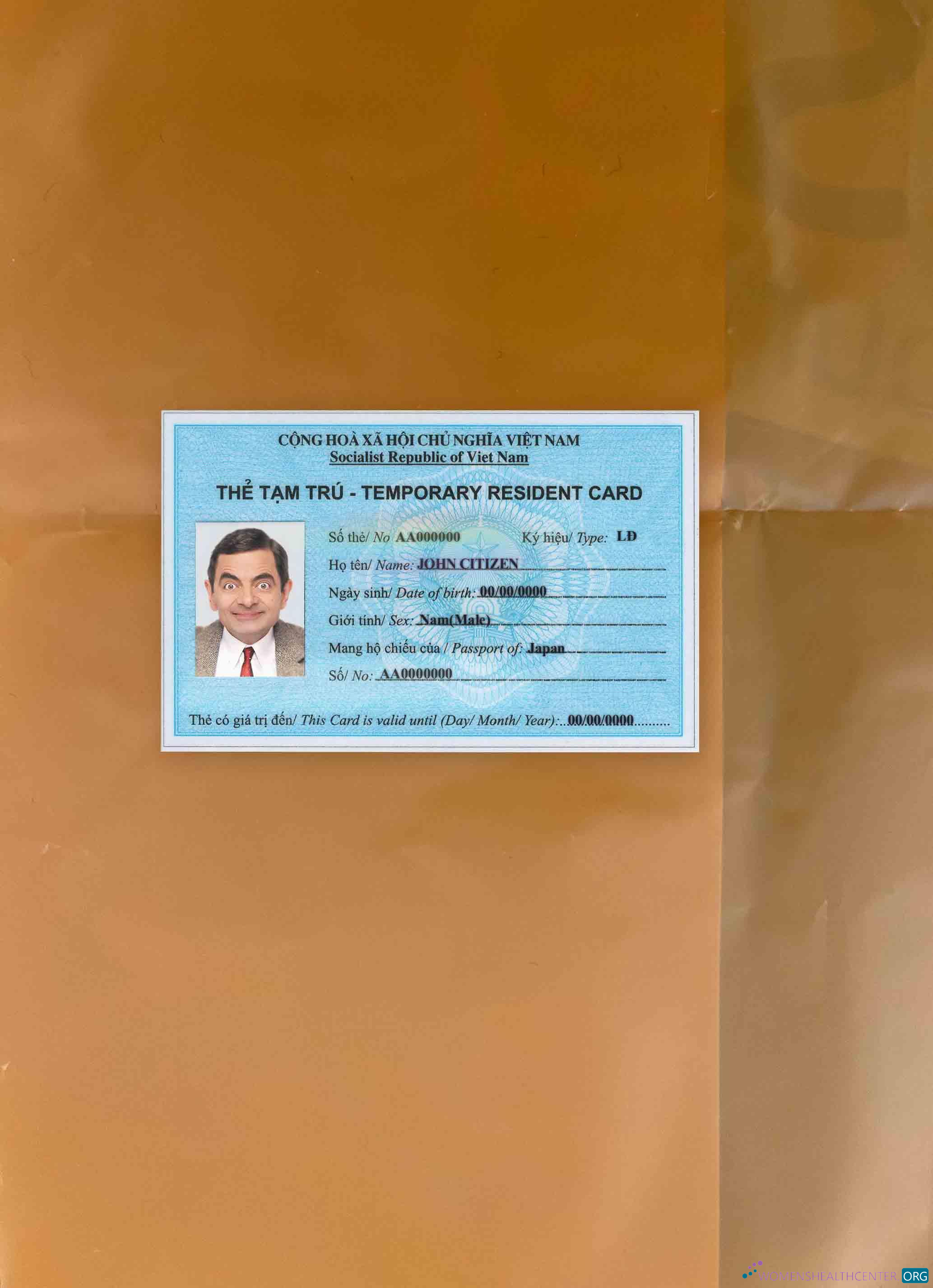 Download Vietnam residence card photolook FRONT Photoshop template